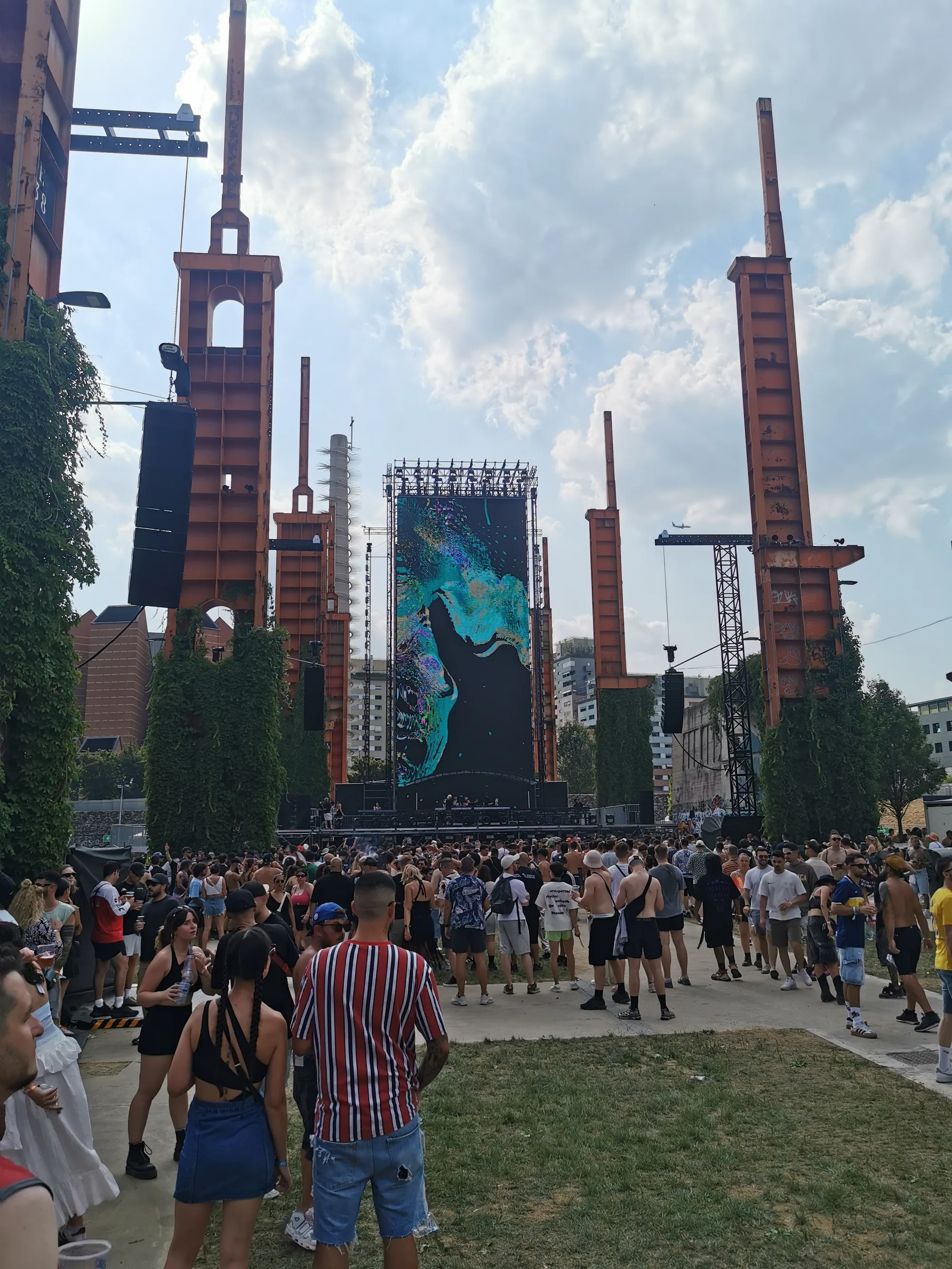 Voyager Stage and crowd at Kappa FuturFestival 2025, Parco Dora, Turin