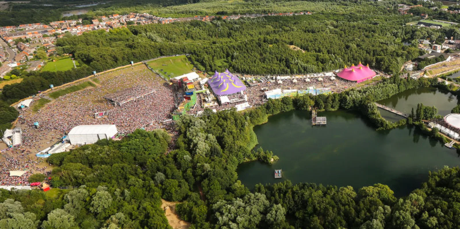 Aerial view of Tomorrowland grounds at De Schorre